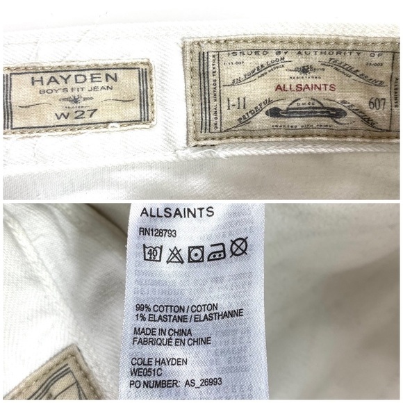 ALL Saints Hayden Boys Fit Distressed Boyfriend Jeans in White - Picture 6 of 10